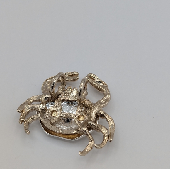 Silver and Gold Tone Crab Jewelry Pendant & Earrings Set - Picture 4 of 9